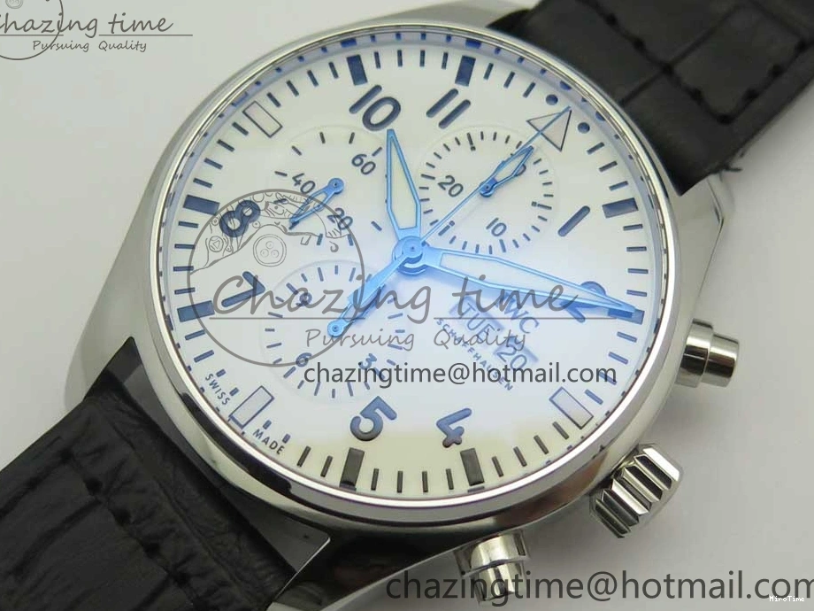 MIROTIME 0126 Pilot Chrono 377725 SS ZF 1:1 Best Edition White Dial on Black Leather Strap A Soft 7183